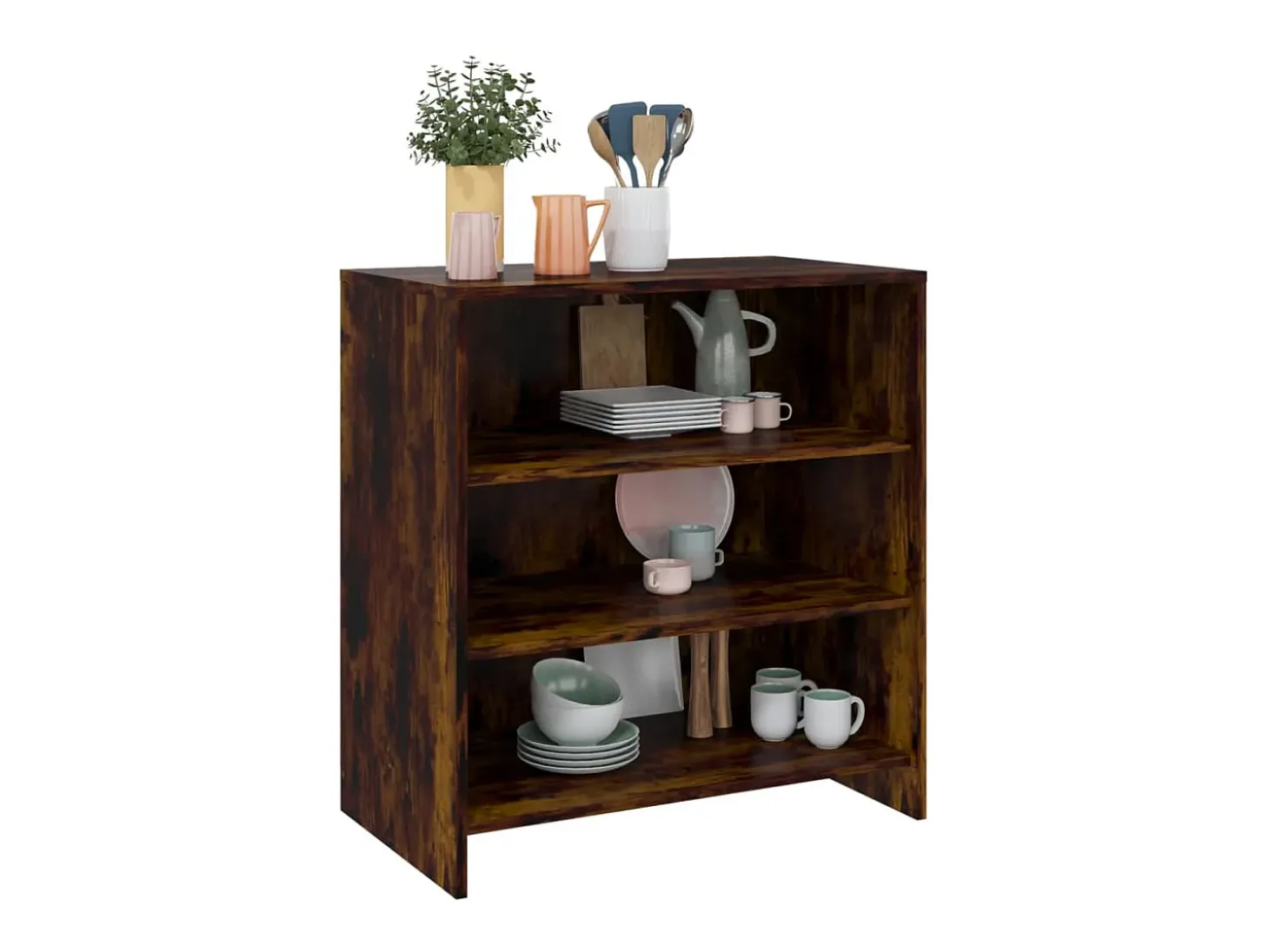Aparador de madera de ingeniería roble ahumado 70x40,5x75 cm ES552364