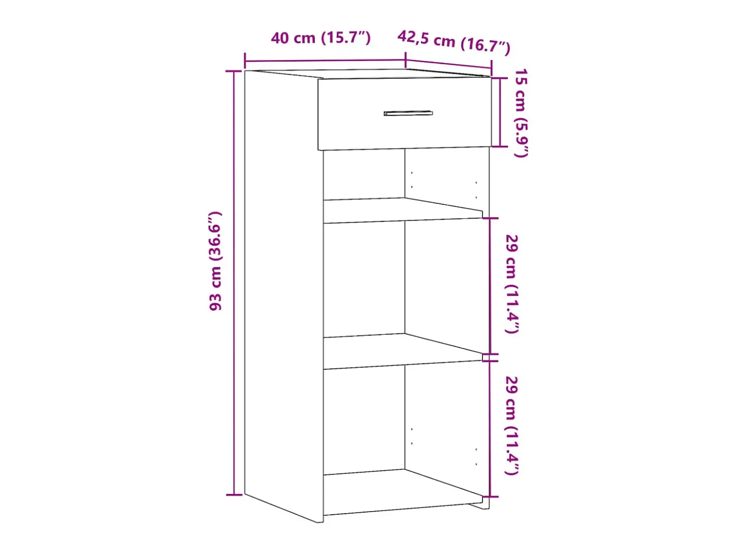 Aparador de madera de ingeniería blanco 40x42,5x93 cm