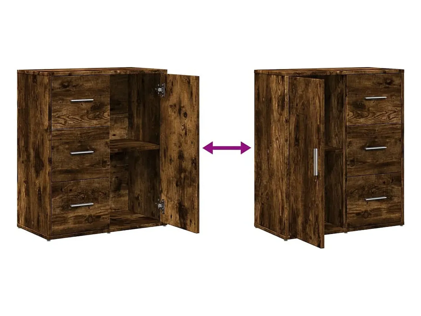 Aparador de madera de ingeniería 2 uds roble ahumado 60x31x70cm