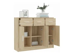 Aparador de madera de ingeniería color roble Sonoma 91x28x75 cm
