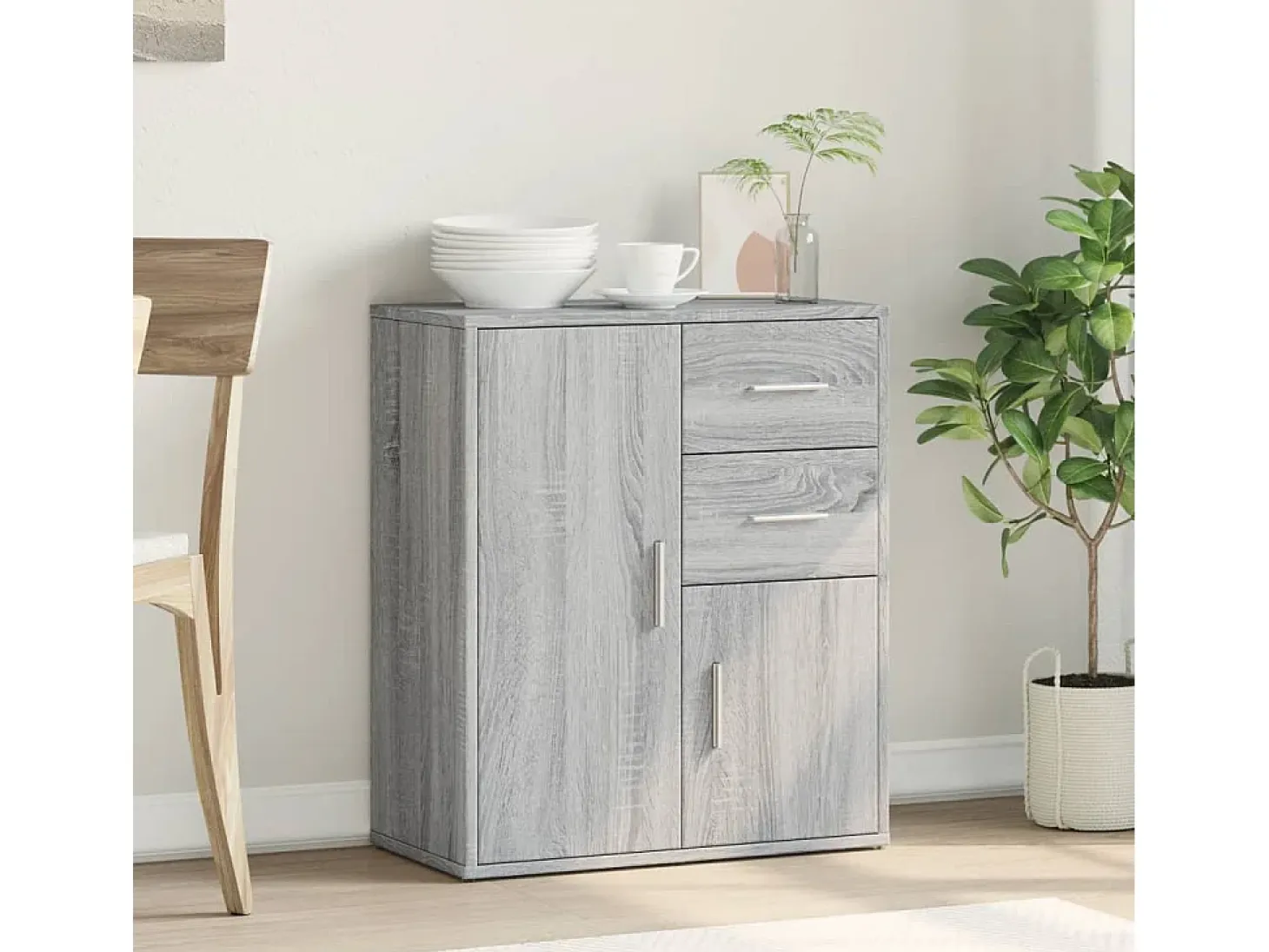 Aparador de madera de ingeniería gris Sonoma 60x31x70 cm ES632039