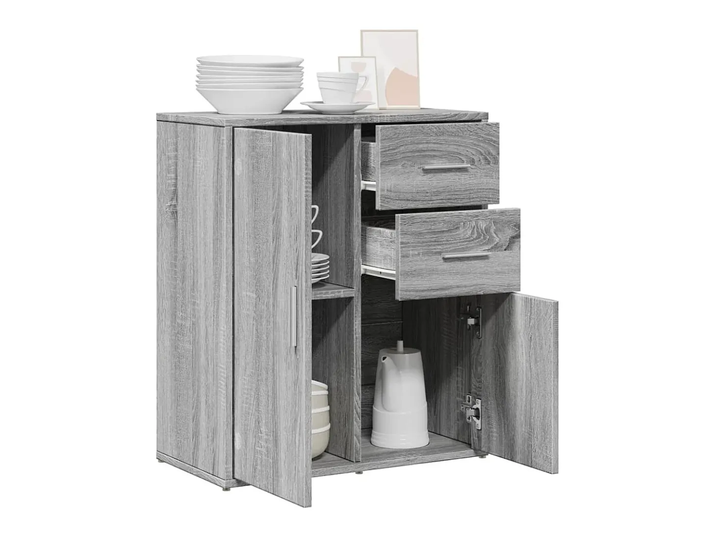 Aparador de madera de ingeniería gris Sonoma 60x31x70 cm ES632039
