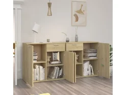 Aparador de madera de ingeniería roble Sonoma 160x36x75 cm ES71472