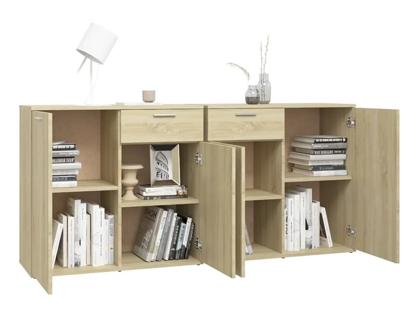 Aparador de madera de ingeniería roble Sonoma 160x36x75 cm ES71472
