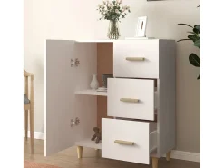 Aparador de madera de ingeniería blanco 69,5x34x90 cm ES96912