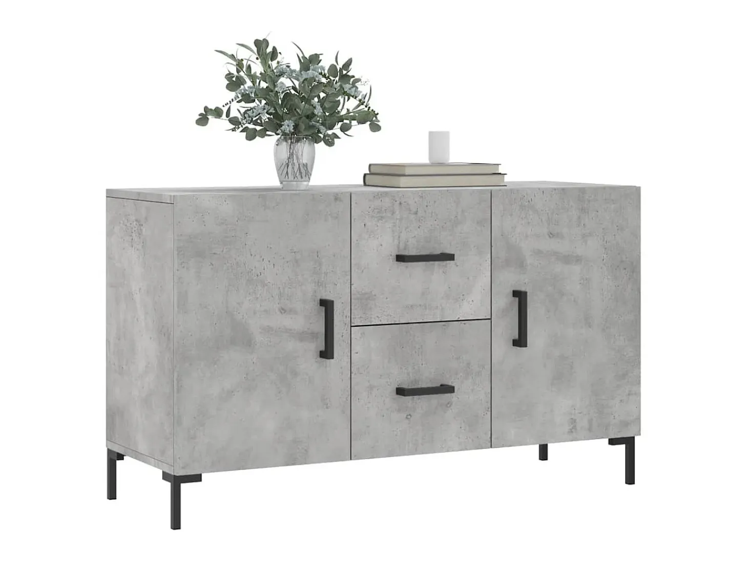 Aparador de madera de ingeniería gris hormigón 100x36x60 cm ES32755