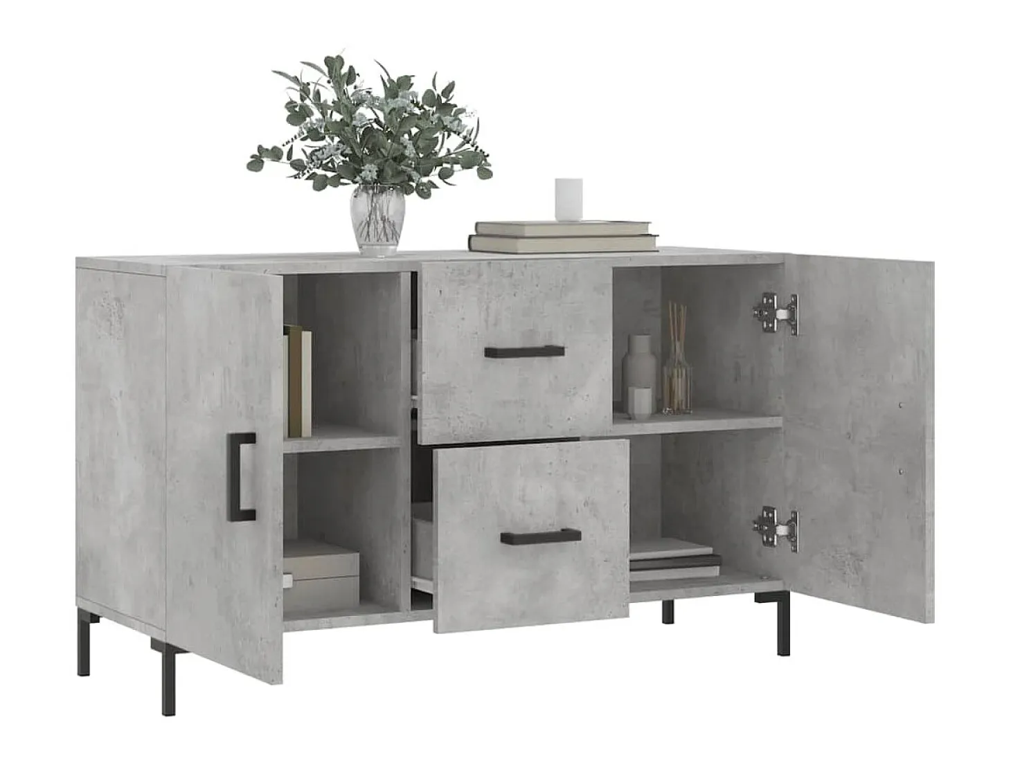 Aparador de madera de ingeniería gris hormigón 100x36x60 cm ES32755
