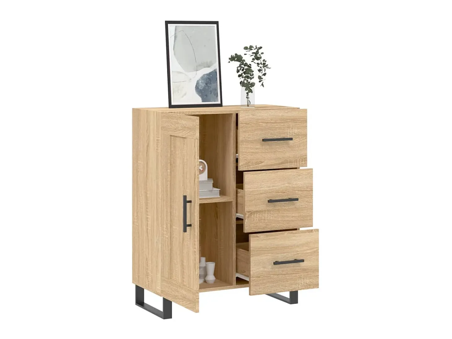 Aparador de madera de ingeniería roble Sonoma 69,5x34x90 cm ES23759
