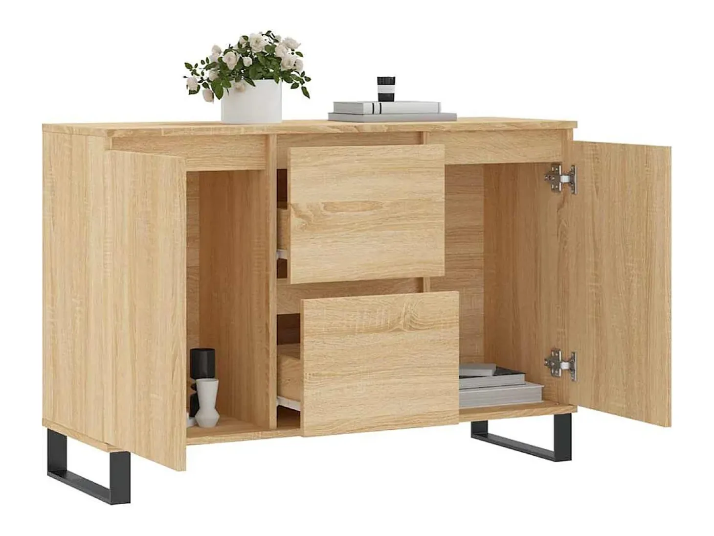 Aparador de madera de ingeniería roble Sonoma 101,5x35x70 cm