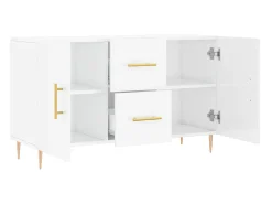 Aparador de madera de ingeniería blanco brillante 100x36x60 cm ES483633