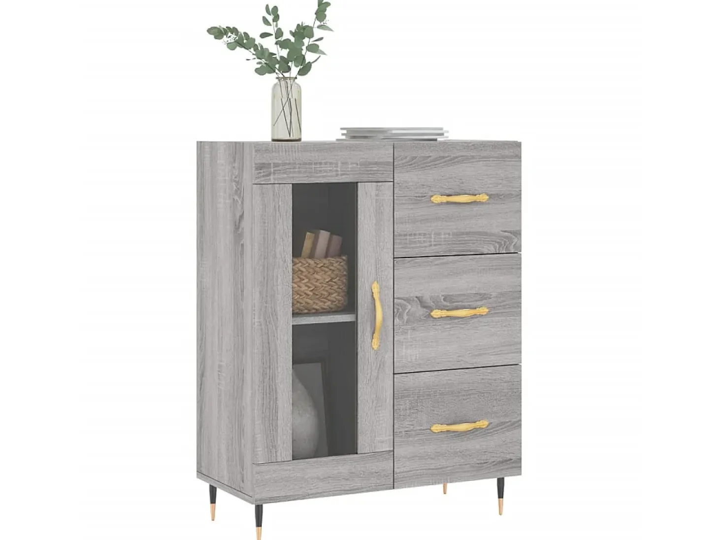 Aparador de madera de ingeniería gris Sonoma 69,5x34x90 cm ES55266