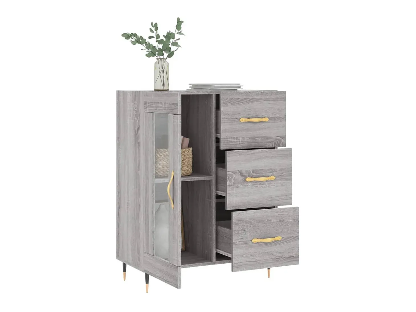 Aparador de madera de ingeniería gris Sonoma 69,5x34x90 cm ES55266