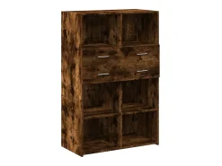 Aparador de madera de ingeniería roble ahumado 80x42,5x124 cm