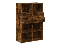 Aparador de madera de ingeniería roble ahumado 80x42,5x124 cm