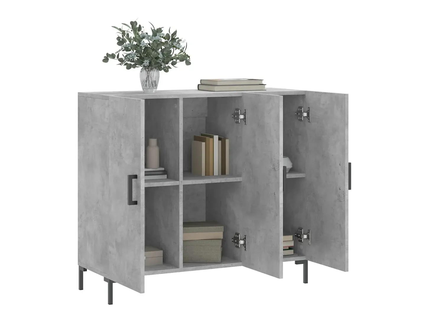 Aparador de madera de ingeniería gris hormigón 90x34x80 cm ES81103