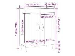 Aparador de madera de ingeniería roble Sonoma 69,5x34x90 cm
