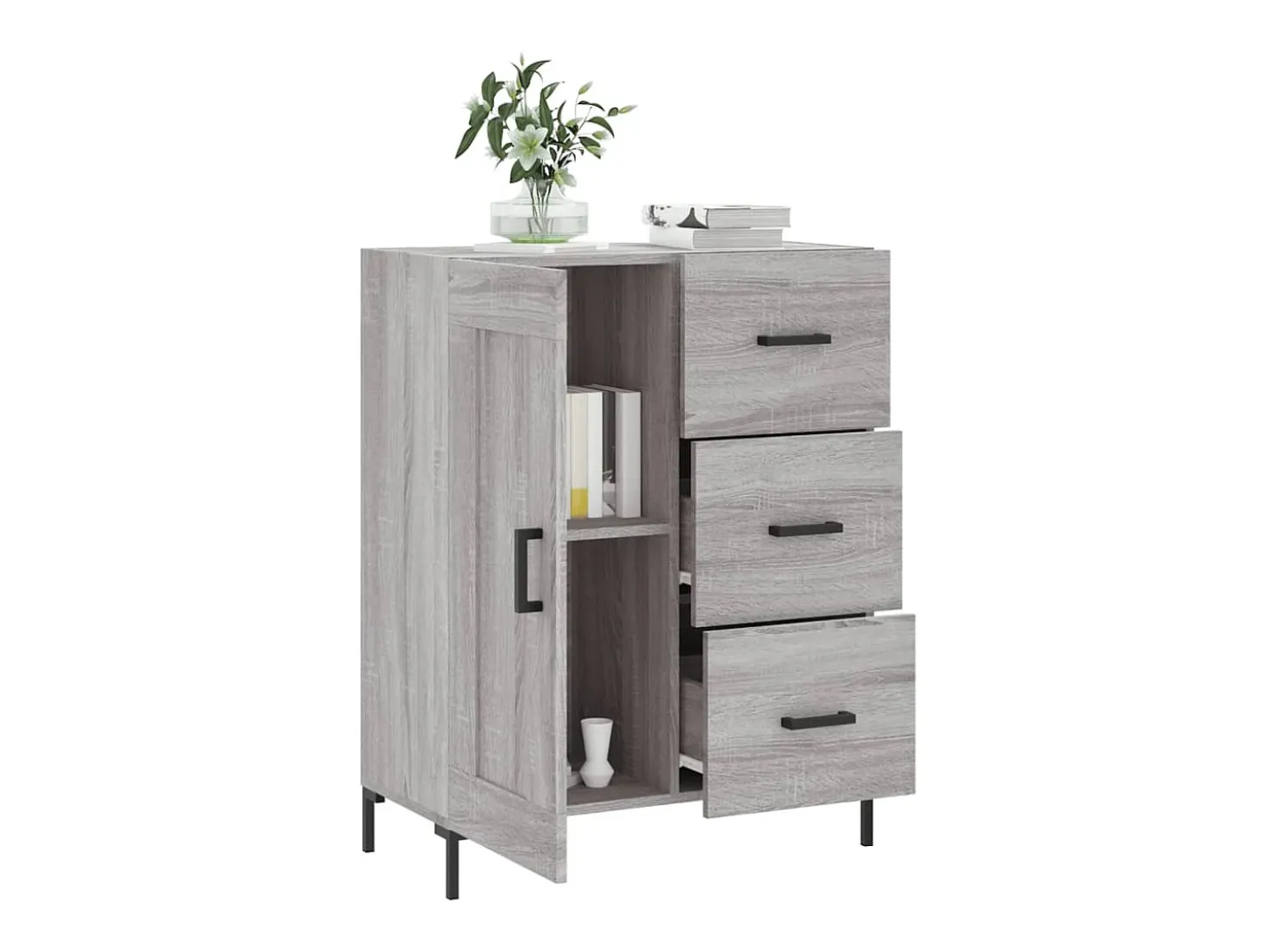 Aparador de madera de ingeniería gris Sonoma 69,5x34x90 cm ES43567