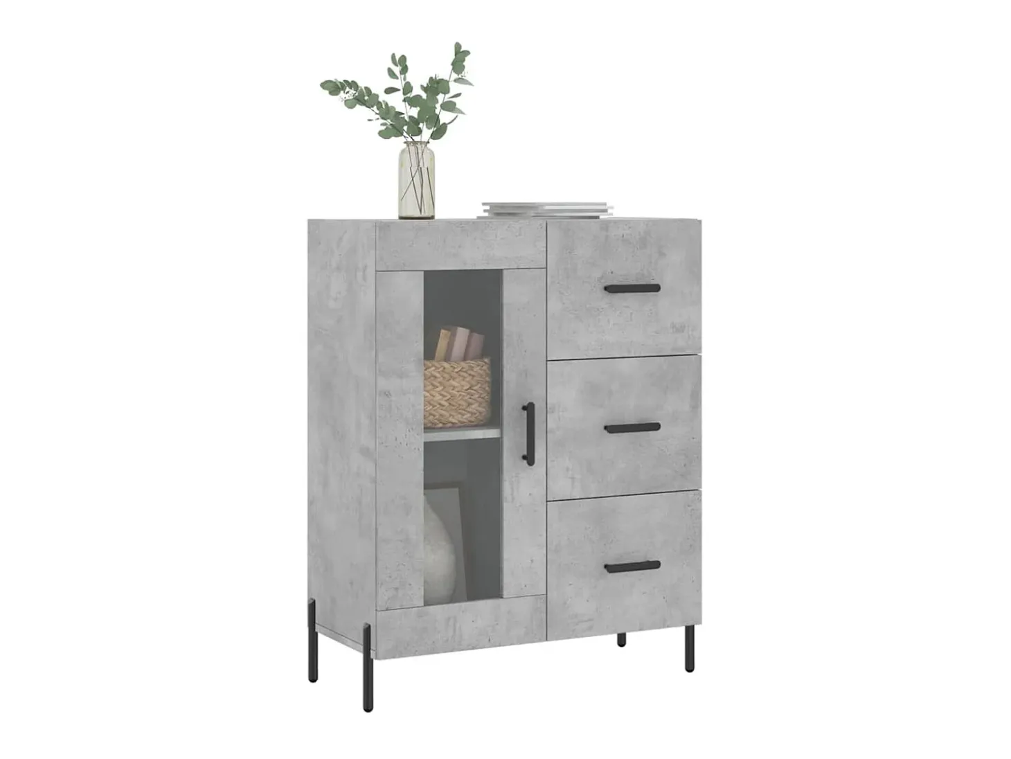 Aparador de madera de ingeniería gris hormigón 69,5x34x90 cm ES92139
