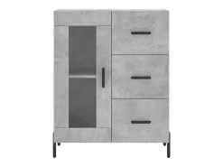 Aparador de madera de ingeniería gris hormigón 69,5x34x90 cm ES92139