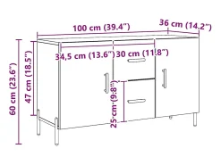 Aparador de madera de ingeniería roble artisan 100x36x60 cm