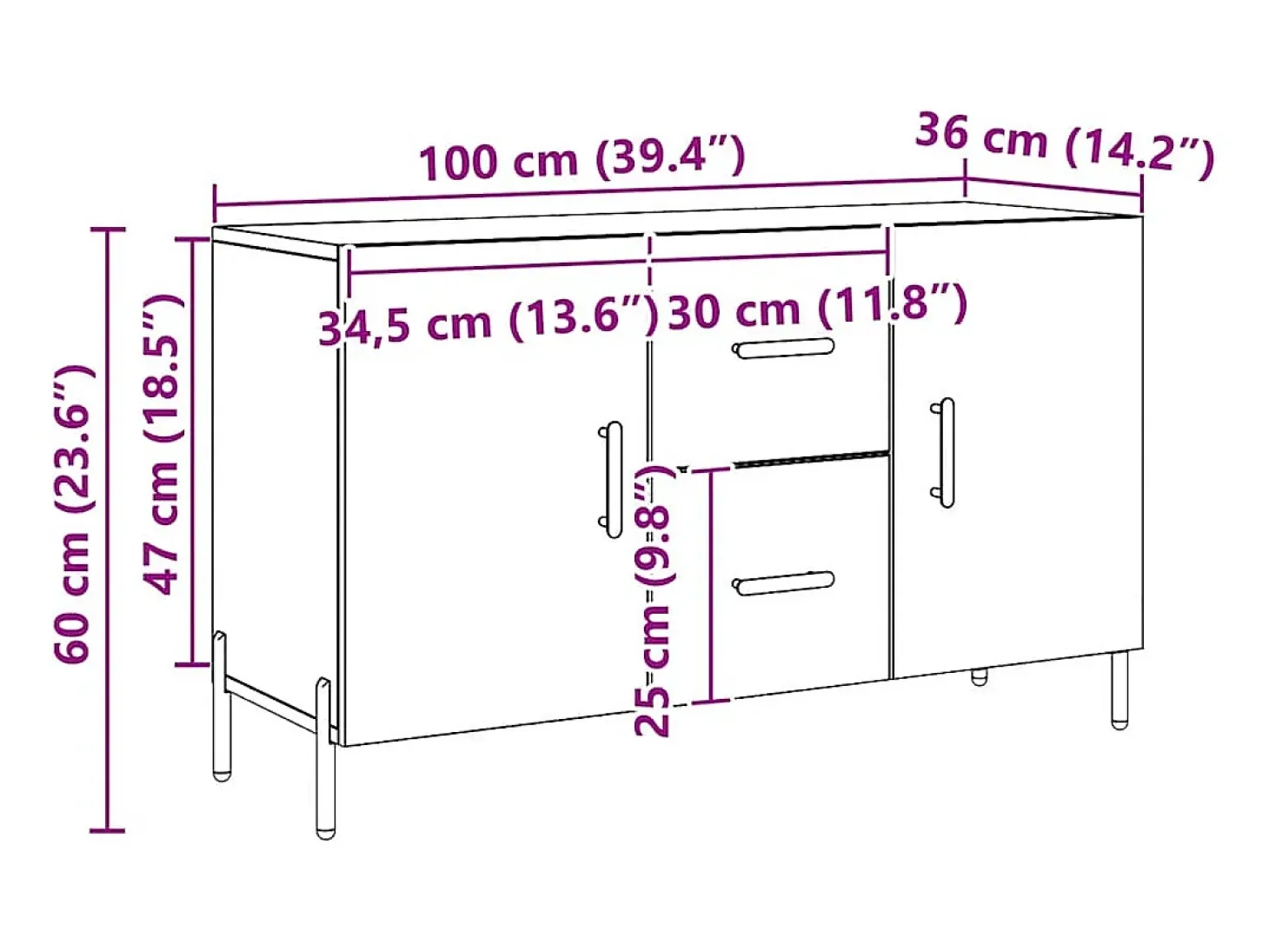Aparador de madera de ingeniería roble artisan 100x36x60 cm