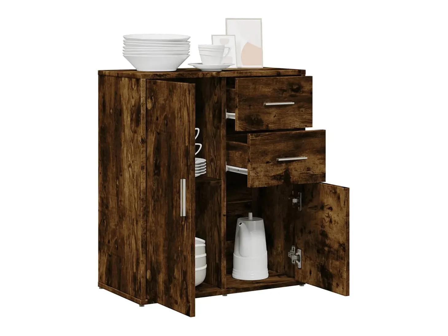 Aparador de madera de ingeniería roble ahumado 60x31x70 cm ES986324