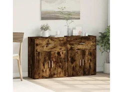 Aparador de madera de ingeniería 2 uds roble ahumado 60x31x70cm