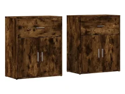 Aparador de madera de ingeniería 2 uds roble ahumado 60x31x70cm