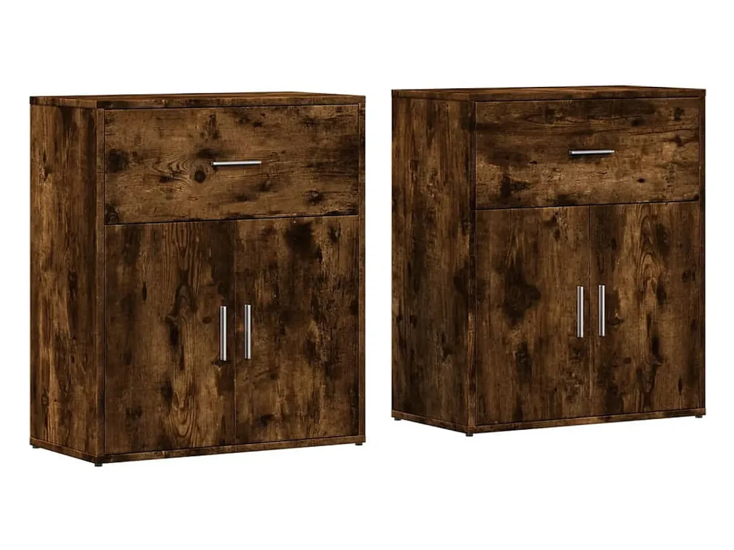 Aparador de madera de ingeniería 2 uds roble ahumado 60x31x70cm