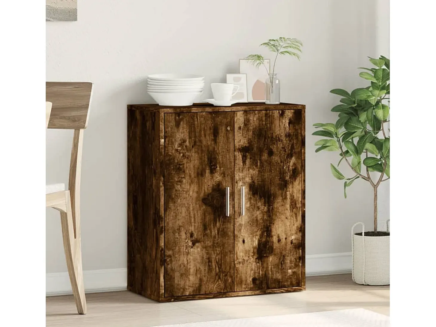 Aparador de madera de ingeniería roble ahumado 79x38x80 cm ES964867