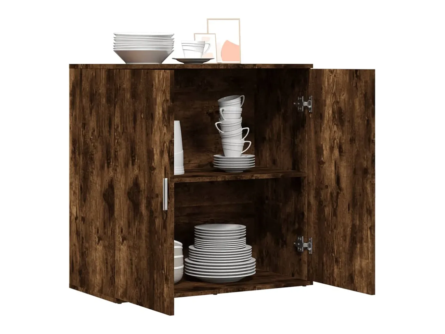 Aparador de madera de ingeniería roble ahumado 79x38x80 cm ES964867