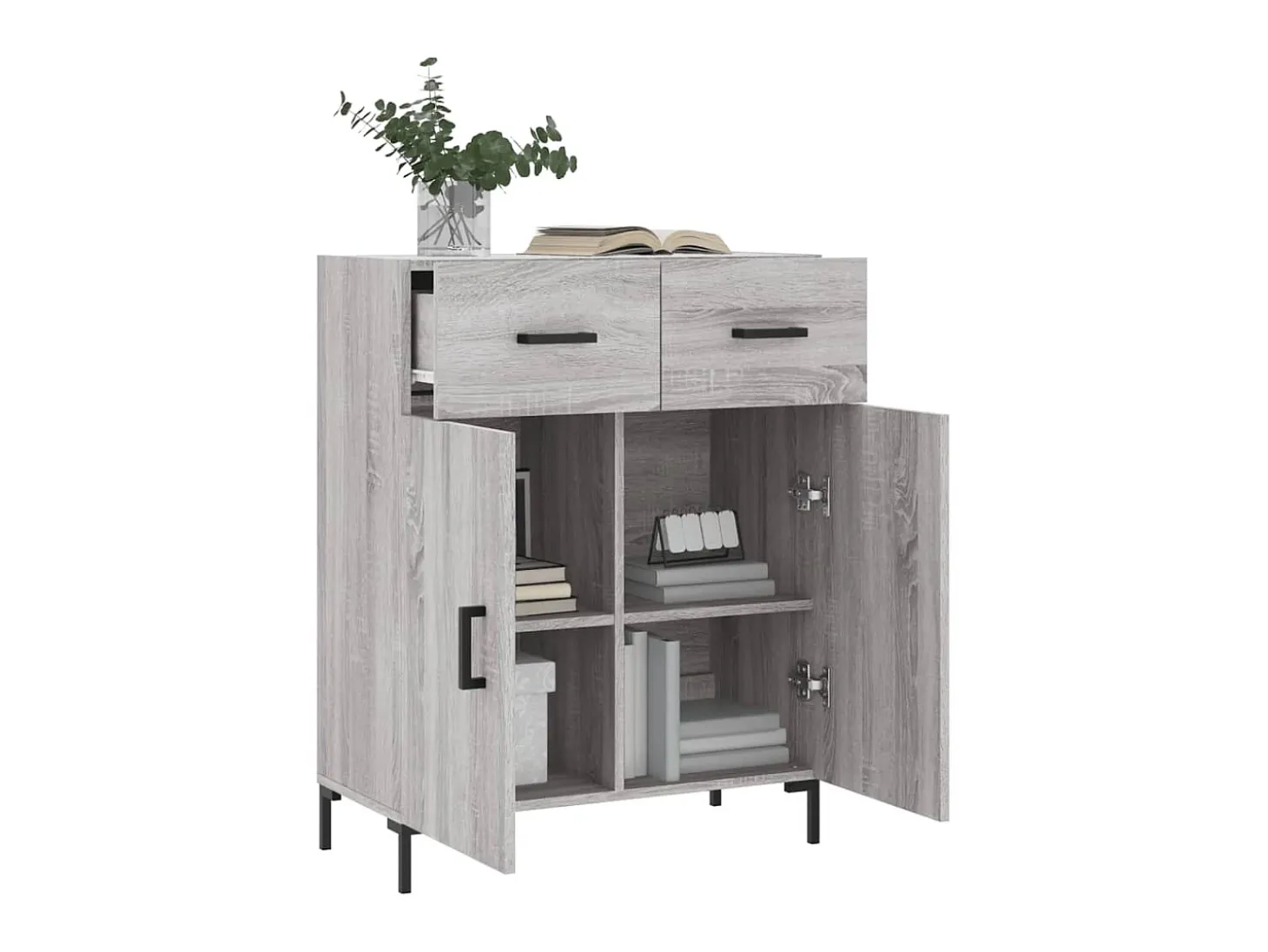 Aparador de madera de ingeniería gris Sonoma 69,5x34x90 cm ES20707