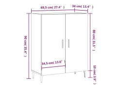Aparador de madera de ingeniería blanco 69,5x34x90 cm