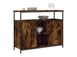 Aparador de madera de ingeniería roble ahumado 100x35x80 cm ES40865