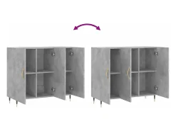 Aparador de madera de ingeniería gris hormigón 90x34x80 cm