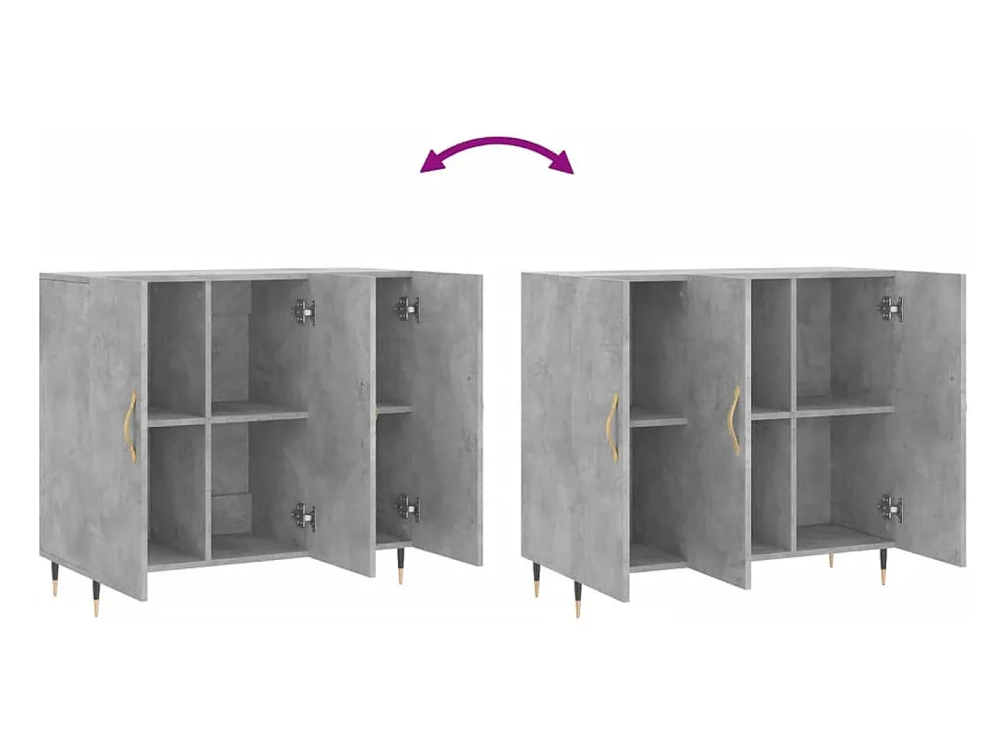 Aparador de madera de ingeniería gris hormigón 90x34x80 cm