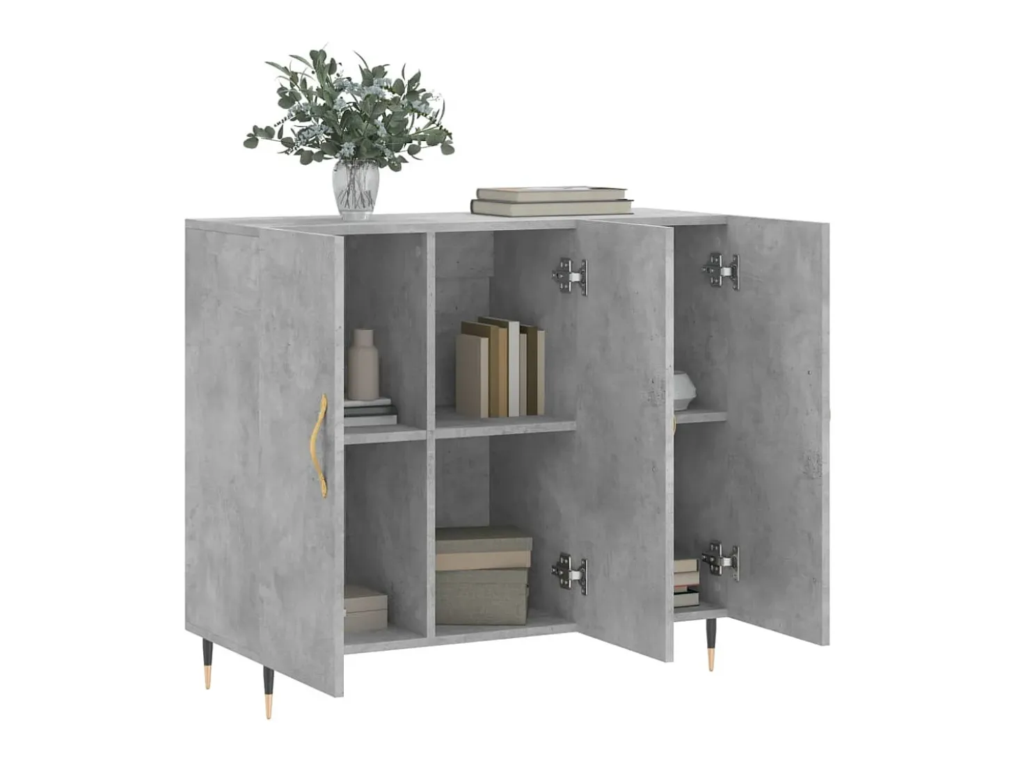 Aparador de madera de ingeniería gris hormigón 90x34x80 cm