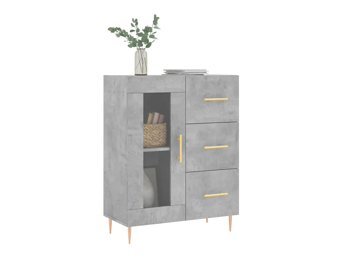 Aparador de madera de ingeniería gris hormigón 69,5x34x90 cm ES59187