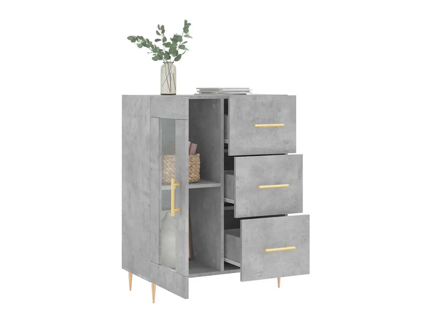 Aparador de madera de ingeniería gris hormigón 69,5x34x90 cm ES59187