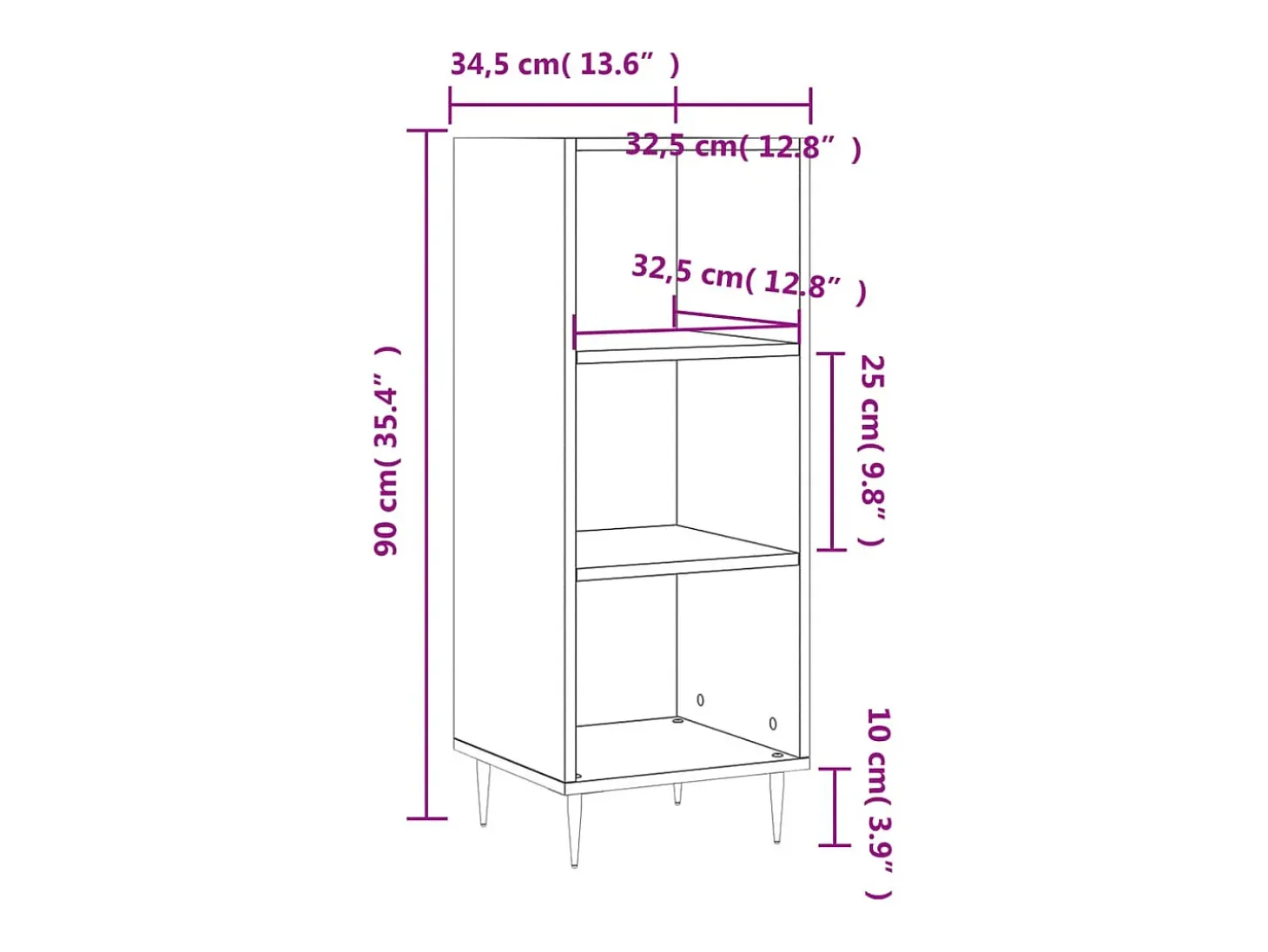 Aparador de madera de ingeniería gris Sonoma 34,5x32,5x90 cm