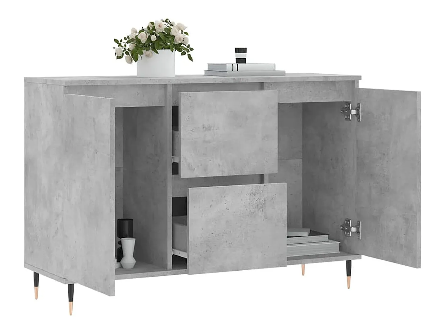 Aparador de madera de ingeniería gris hormigón 104x35x70 cm