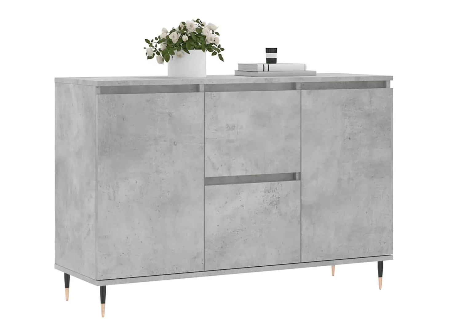 Aparador de madera de ingeniería gris hormigón 104x35x70 cm