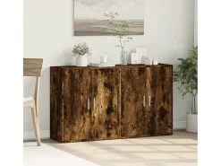 Aparador de madera de ingeniería 2 uds roble ahumado 60x31x70cm