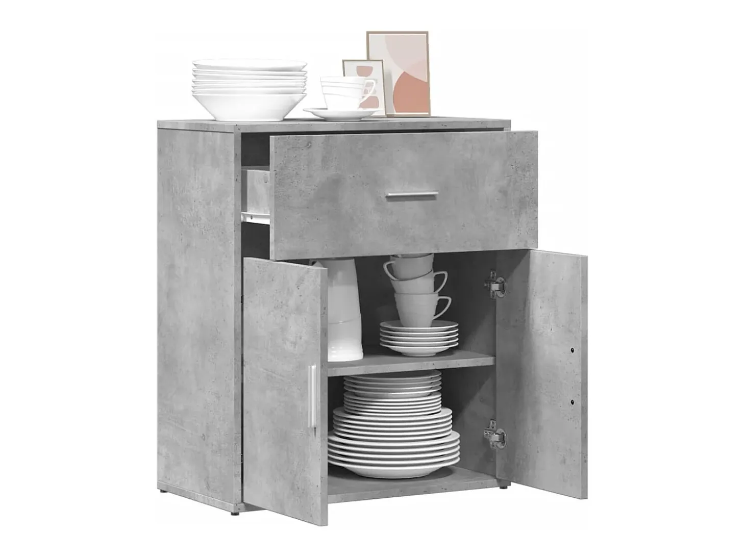 Aparador de madera de ingeniería gris hormigón 60x31x70 cm ES549564