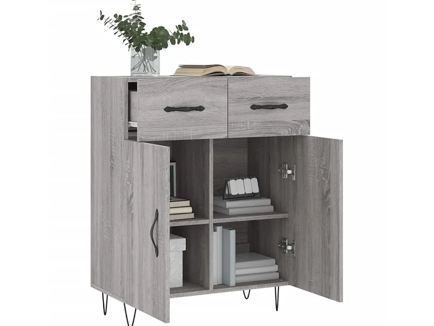Aparador de madera de ingeniería gris Sonoma 69,5x34x90 cm ES72226