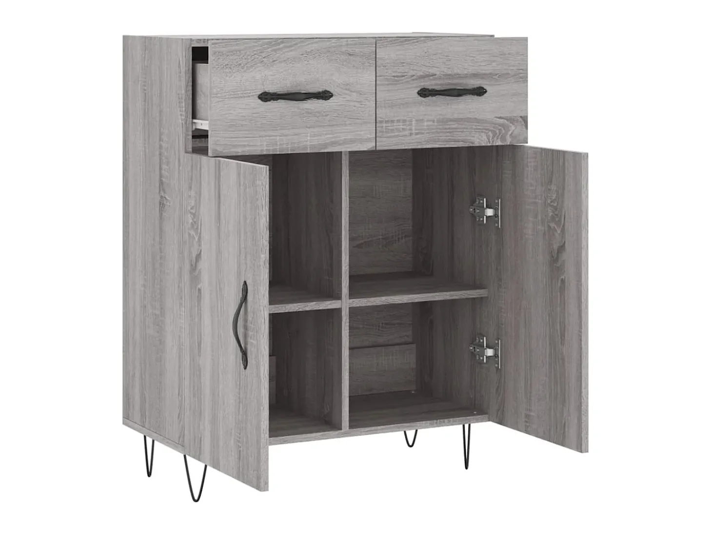Aparador de madera de ingeniería gris Sonoma 69,5x34x90 cm ES72226
