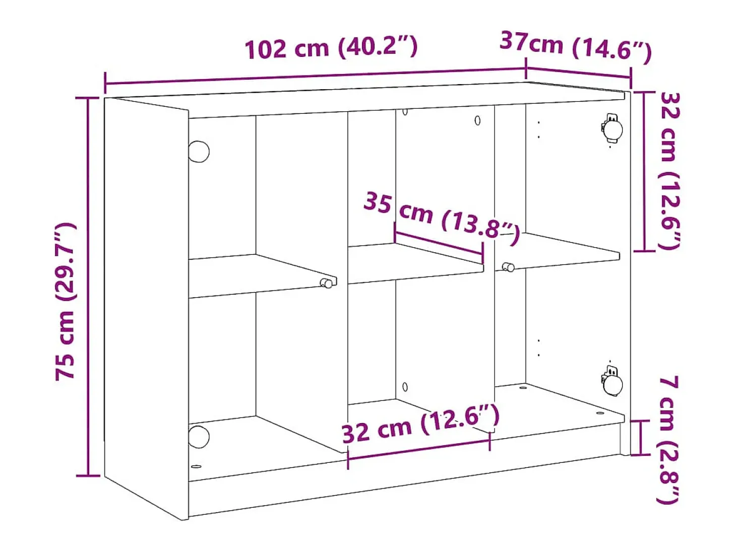 Aparador de madera de ingeniería envejecida 102x37x75,5 cm