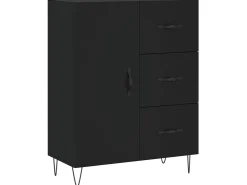 Aparador de madera de ingeniería negro 69,5x34x90 cm ES92055