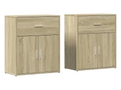Aparador de madera de ingeniería 2 uds roble Sonoma 60x31x70 cm