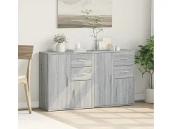 Aparador de madera de ingeniería 2 uds gris Sonoma 60x31x70 cm ES132933
